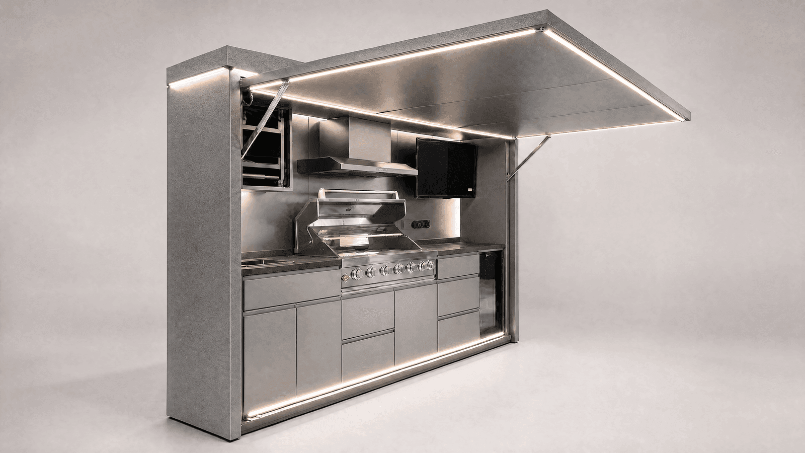 Ultra Pod met XL-barbecueopstelling in rvs-afwerking